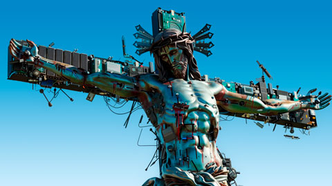 Upcycling - Jesus am Kreuz - alternative Ausstellung Skulpturen-Park- Malxe und Ostsee